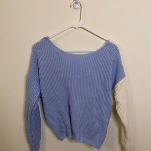 Two color twist back sweater